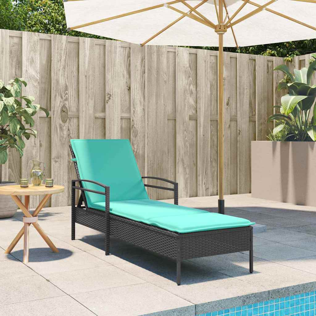 3-position justerbar solstol polyrattan Sort
