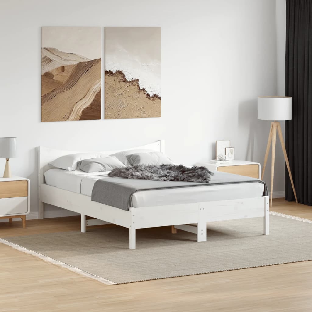 sengeramme uden madras 120x200 cm massivt fyrretræ hvid