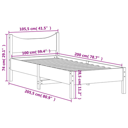 sengeramme uden madras 100x200 cm massivt fyrretræ gyldenbrun