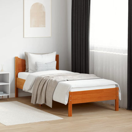 sengeramme uden madras 100x200 cm massivt fyrretræ gyldenbrun