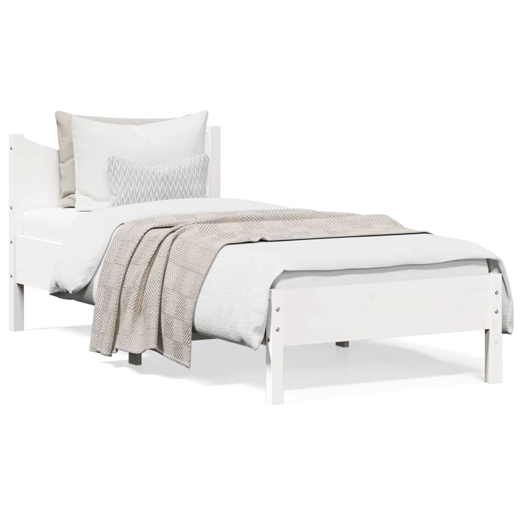 sengeramme uden madras 90x200 cm massivt fyrretræ hvid