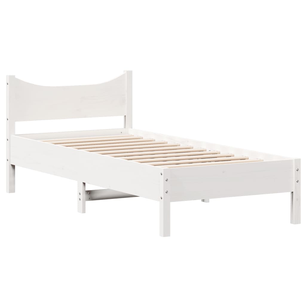 sengeramme uden madras 90x200 cm massivt fyrretræ hvid