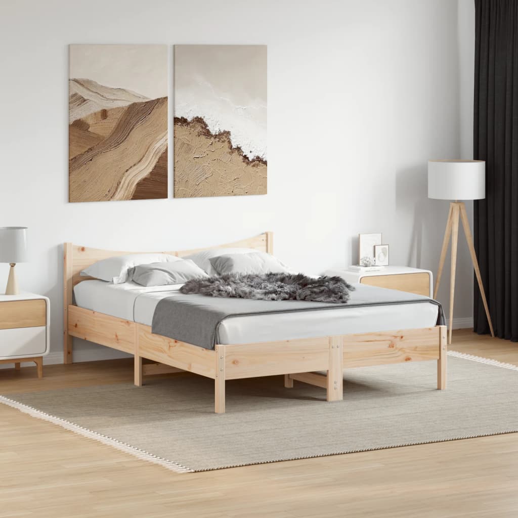 sengeramme uden madras 140x190 cm massivt fyrretræ