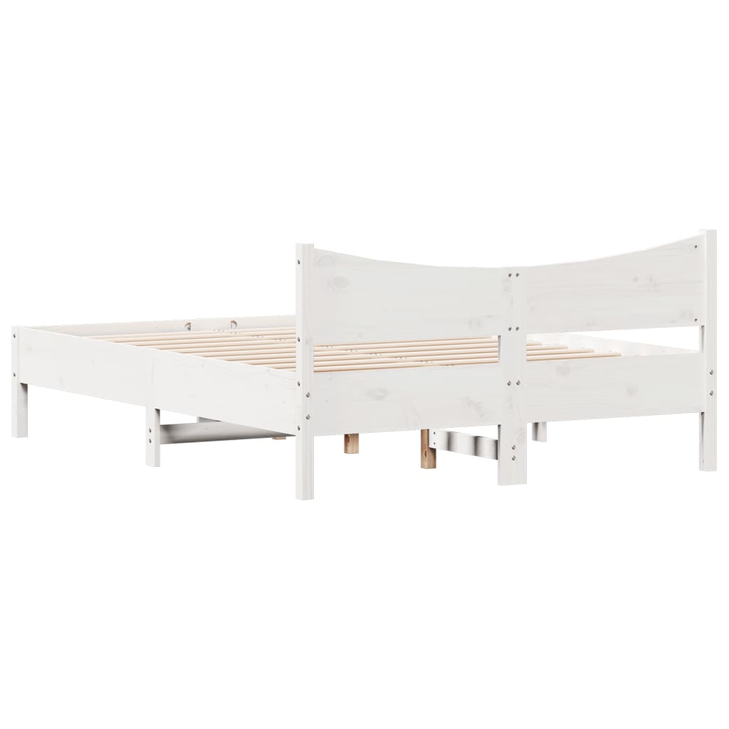 sengeramme uden madras 140x190 cm massivt fyrretræ hvid