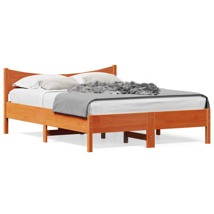 sengeramme uden madras 140x190 cm massivt fyrretræ gyldenbrun