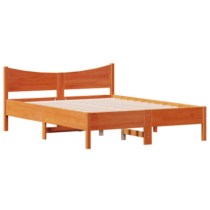 sengeramme uden madras 140x190 cm massivt fyrretræ gyldenbrun