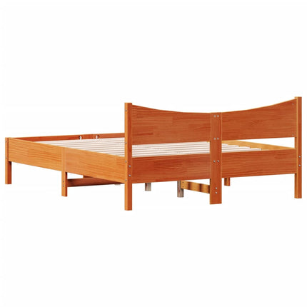 sengeramme uden madras 140x190 cm massivt fyrretræ gyldenbrun