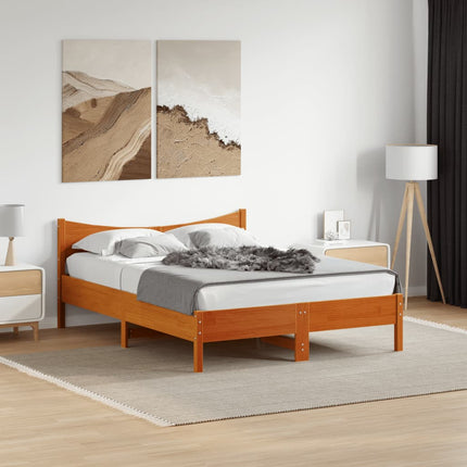 sengeramme uden madras 140x190 cm massivt fyrretræ gyldenbrun