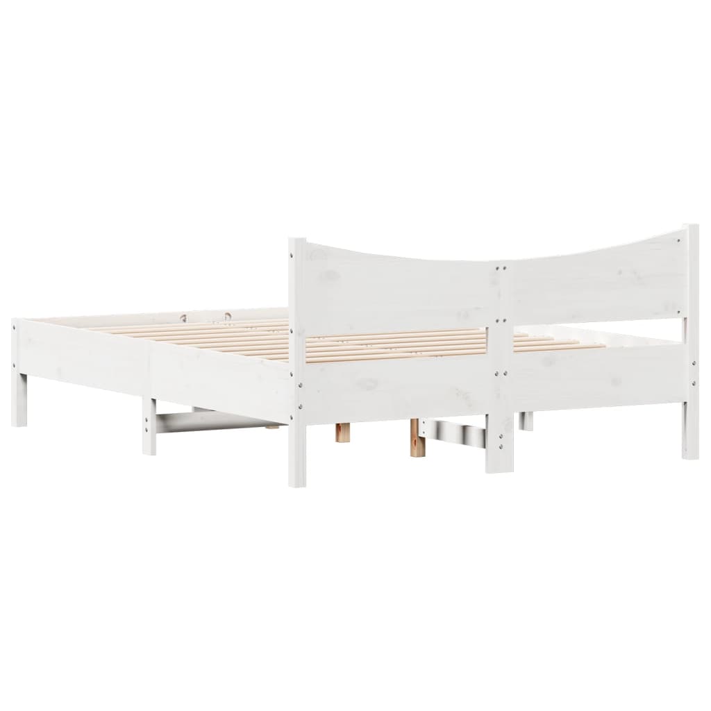 sengeramme uden madras 135x190 cm massivt fyrretræ hvid