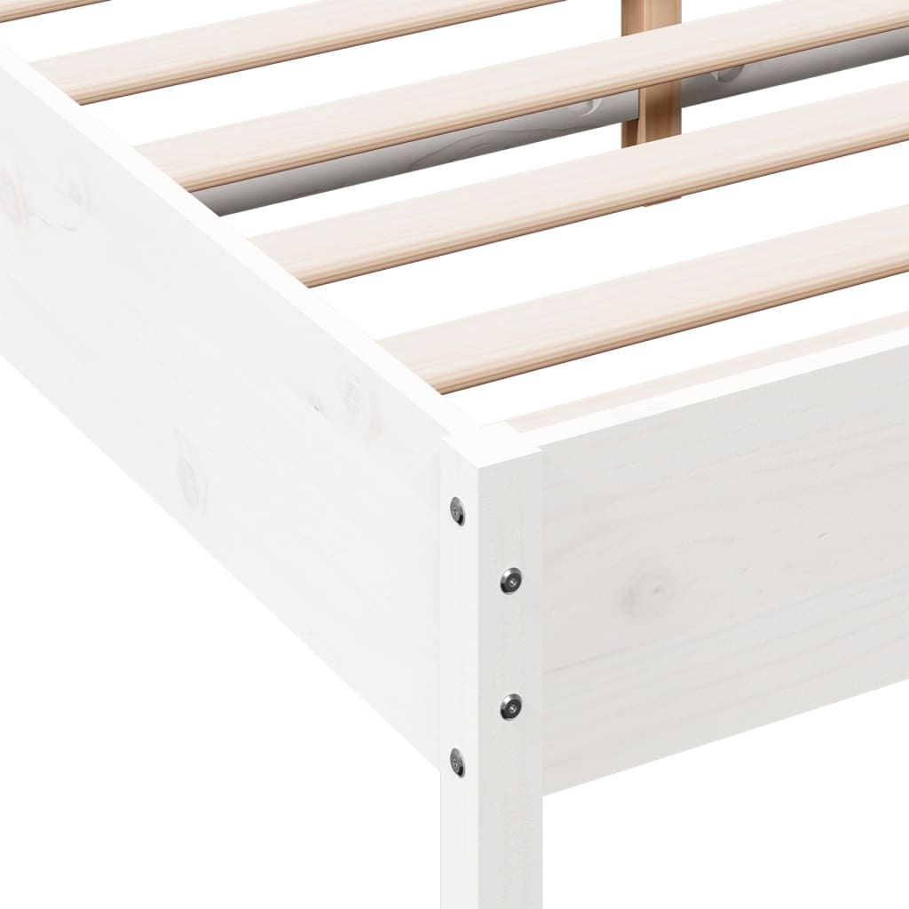sengeramme uden madras 135x190 cm massivt fyrretræ hvid