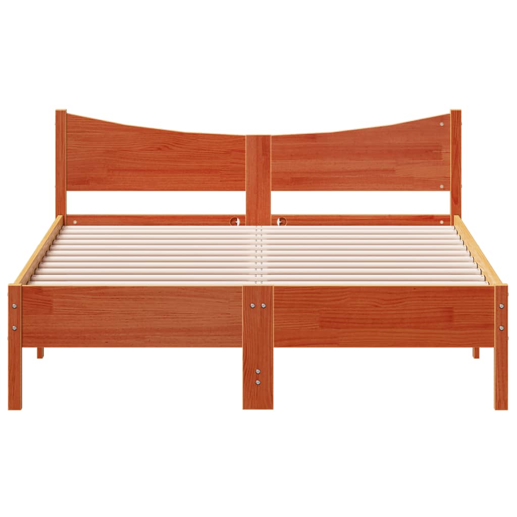 sengeramme uden madras 135x190 cm massivt fyrretræ brun