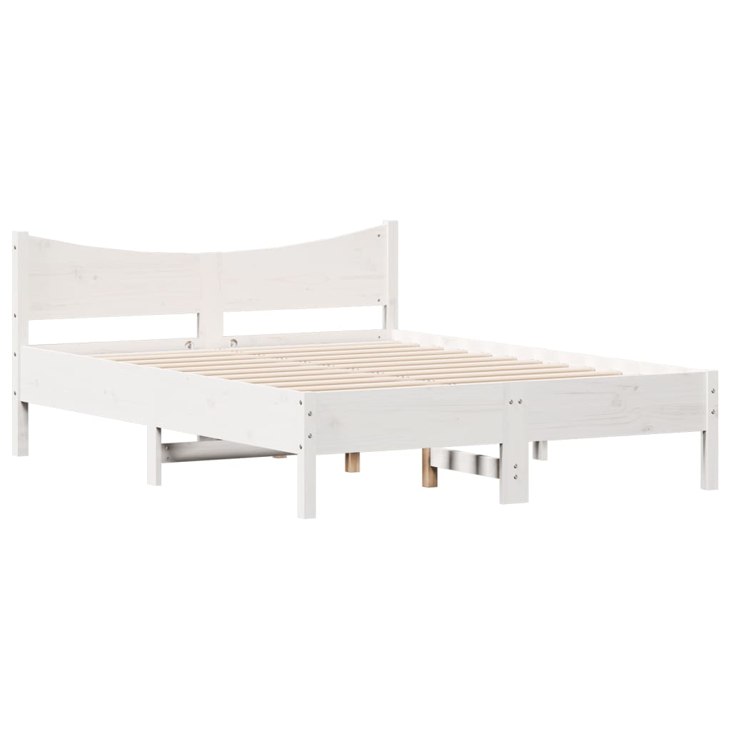 sengeramme uden madras 120x190 cm massivt fyrretræ hvid