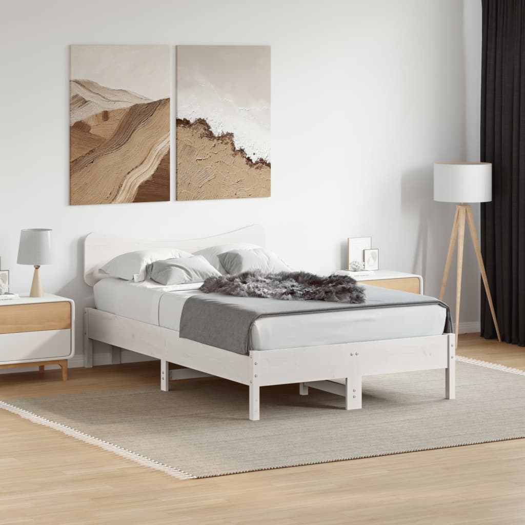 sengegavl 135 cm massivt fyrretræ hvid