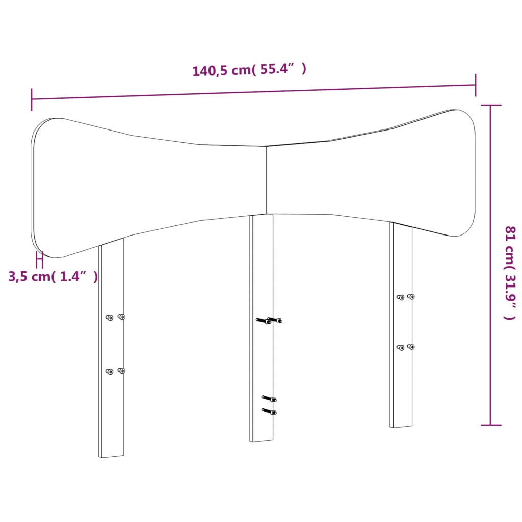 sengegavl 135 cm massivt fyrretræ hvid