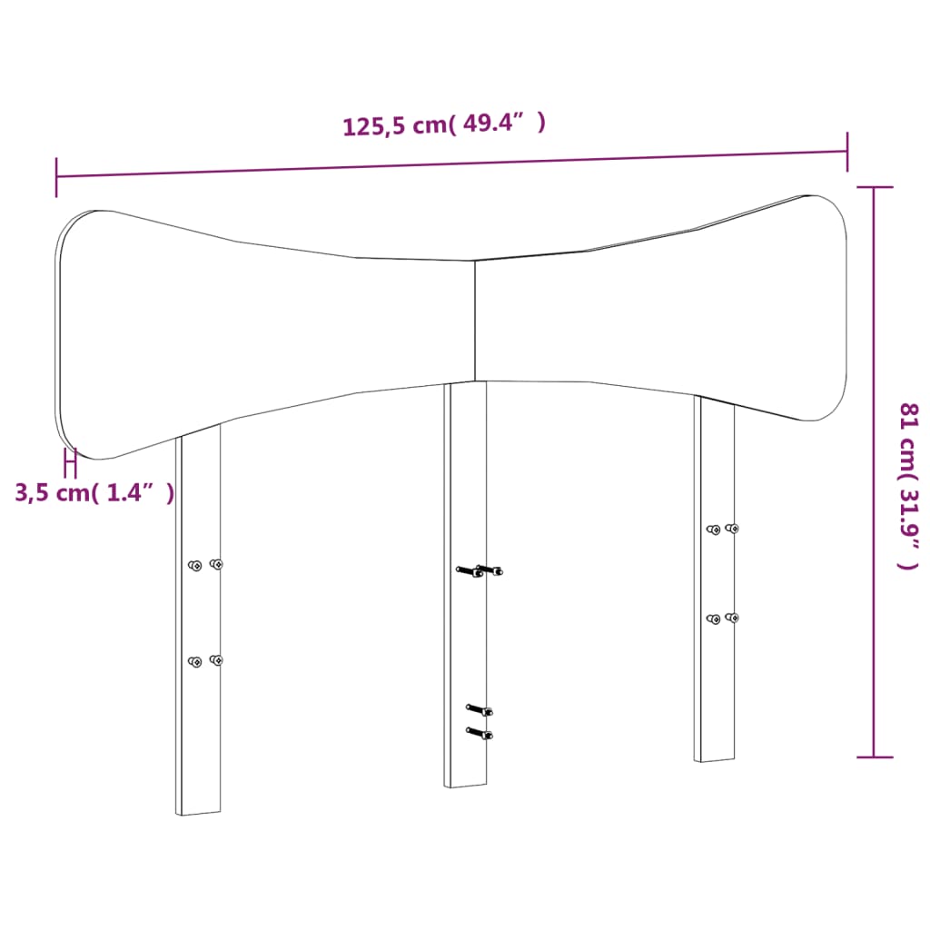 sengegavl 120 cm massivt fyrretræ hvid