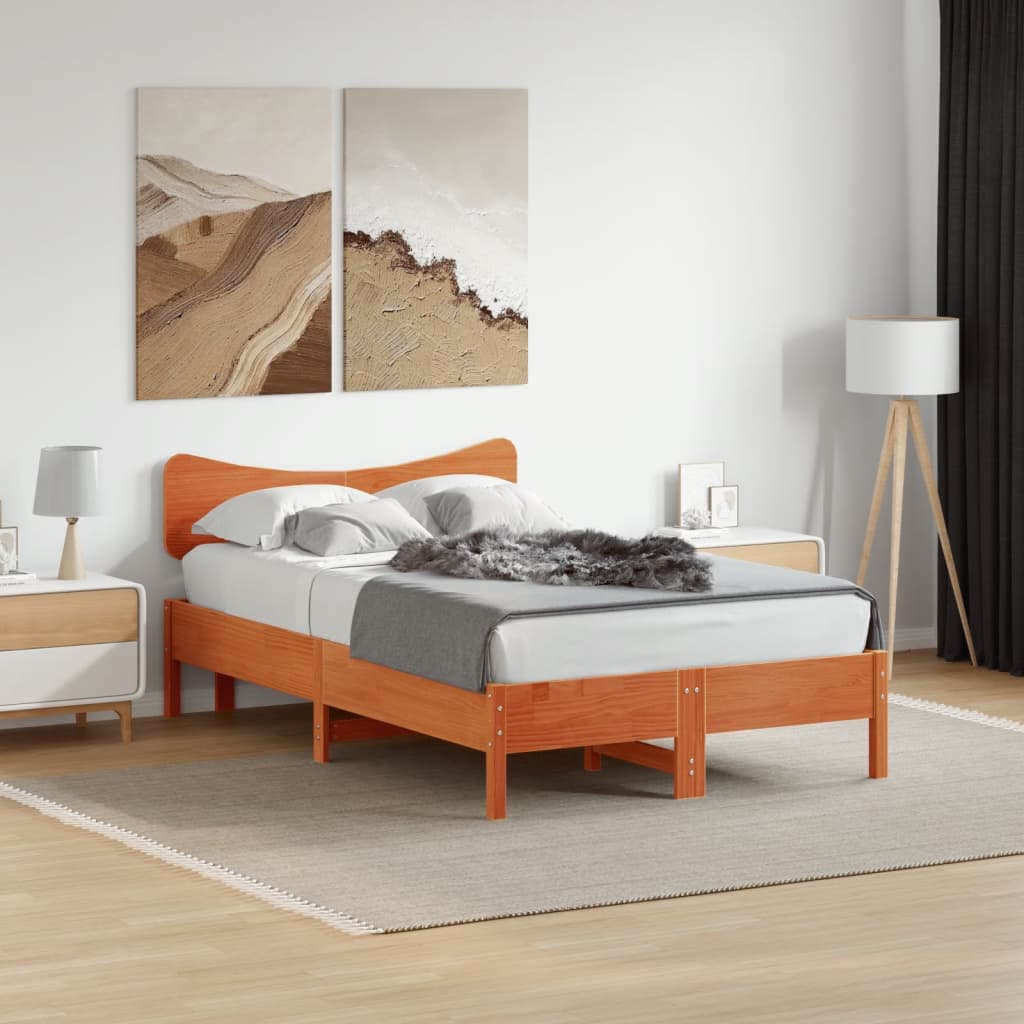 sengegavl 120 cm massivt fyrretræ gyldenbrun