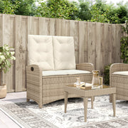 havebænk med hynder og lænefunktion polyrattan beige