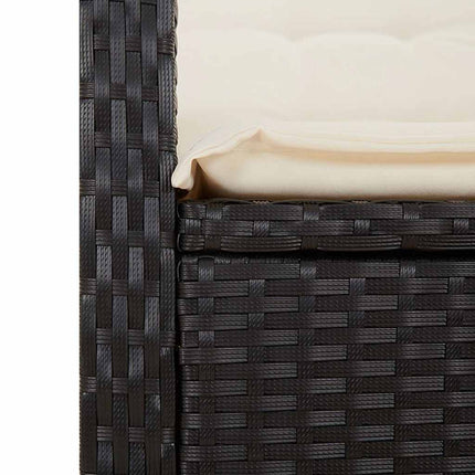 havebænk med hynder og lænefunktion polyrattan sort