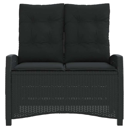 havebænk med hynder og lænefunktion polyrattan sort