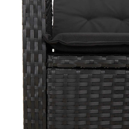 havebænk med hynder og lænefunktion polyrattan sort