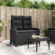 havebænk med hynder og lænefunktion polyrattan sort