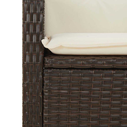 havebænk med hynder og lænefunktion polyrattan brun