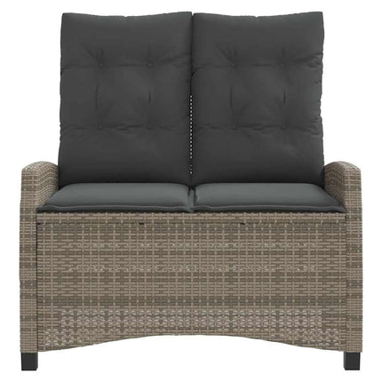 havebænk med hynder og lænefunktion polyrattan grå
