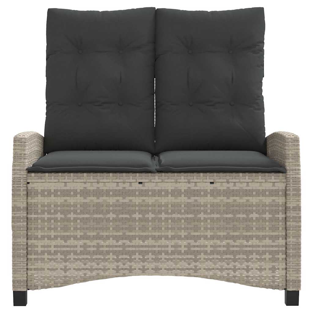 havebænk med hynder og lænefunktion polyrattan lysegrå