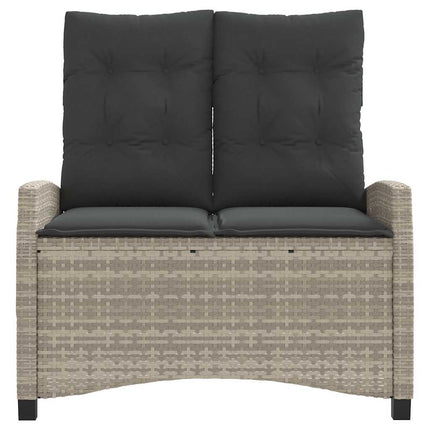 havebænk med hynder og lænefunktion polyrattan lysegrå