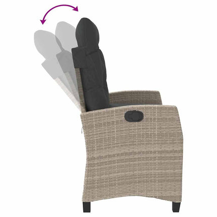 havebænk med hynder og lænefunktion polyrattan lysegrå