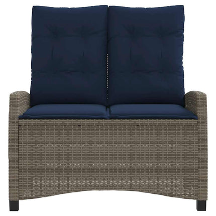havebænk med hynder og lænefunktion polyrattan grå