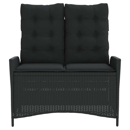 havebænk med hynder og lænefunktion polyrattan sort