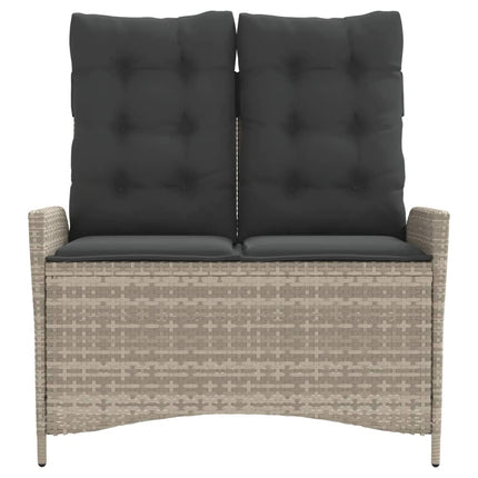 havebænk med hynder og lænefunktion polyrattan lysegrå