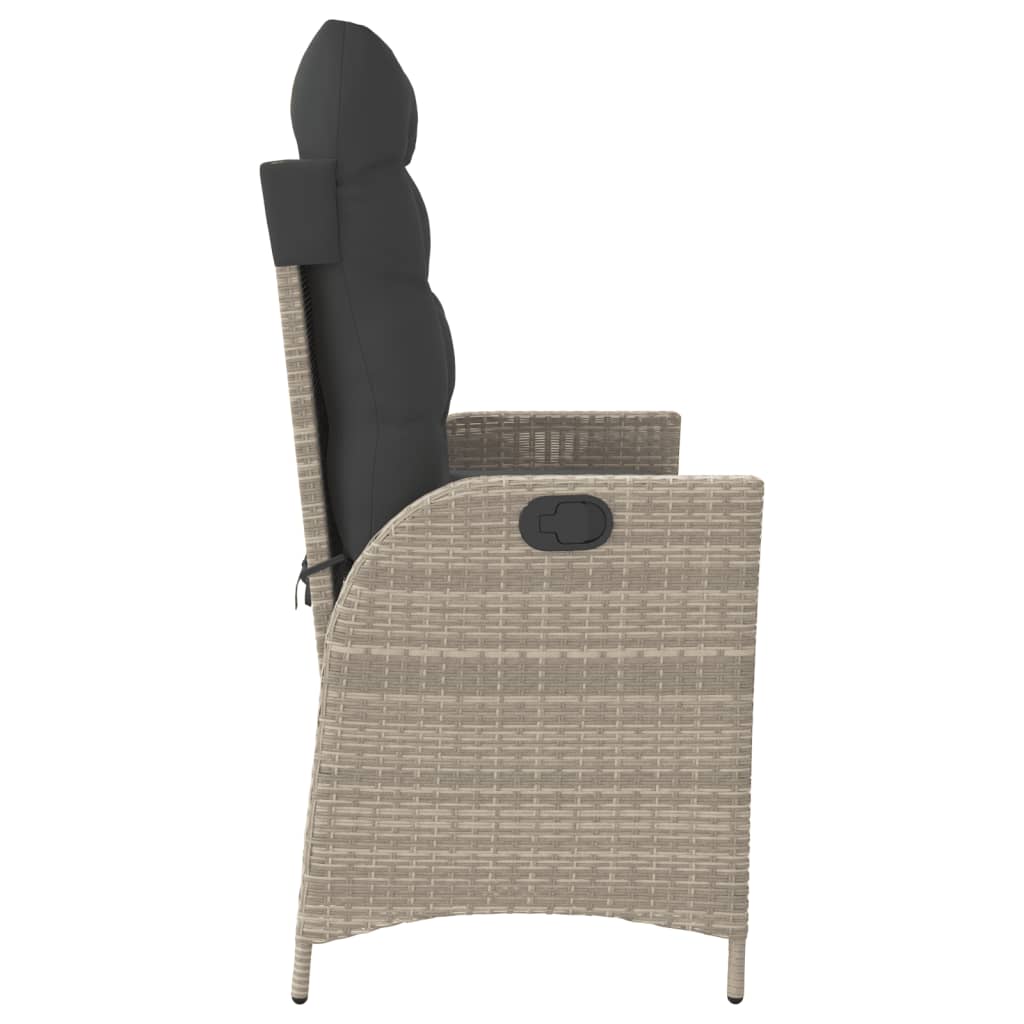 havebænk med hynder og lænefunktion polyrattan lysegrå