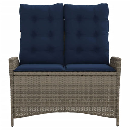 havebænk med hynder og lænefunktion polyrattan grå