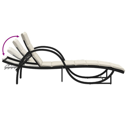 liggestole 2 stk. med bord polyrattan sort