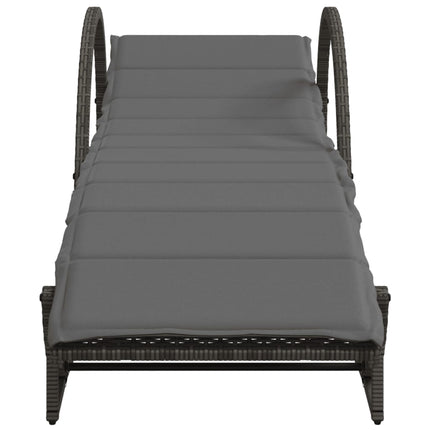 liggestole 2 stk. med bord polyrattan grå