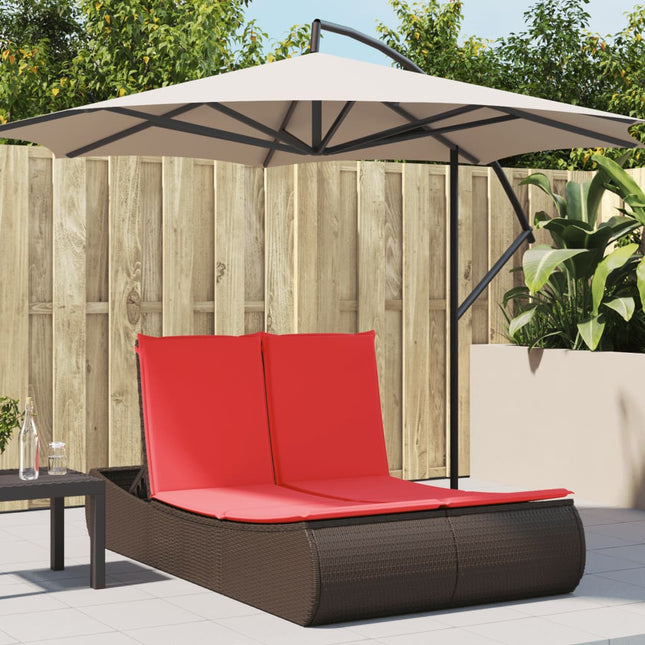 solseng med hynder polyrattan brun