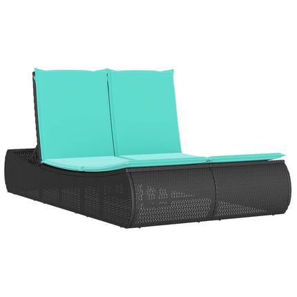 dobbelt loungesofa med hynder polyrattan sort