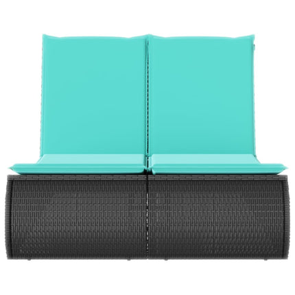 dobbelt loungesofa med hynder polyrattan sort