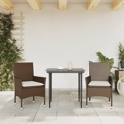 havestole med hynder 2 stk. polyrattan brun