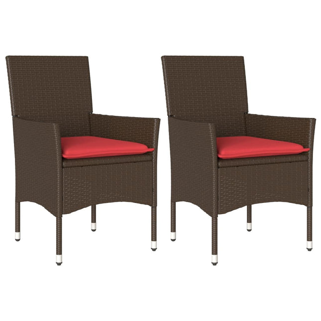 havestole med hynder 2 stk. polyrattan brun