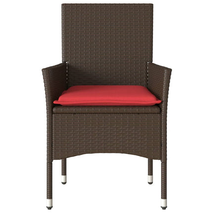 havestole med hynder 2 stk. polyrattan brun