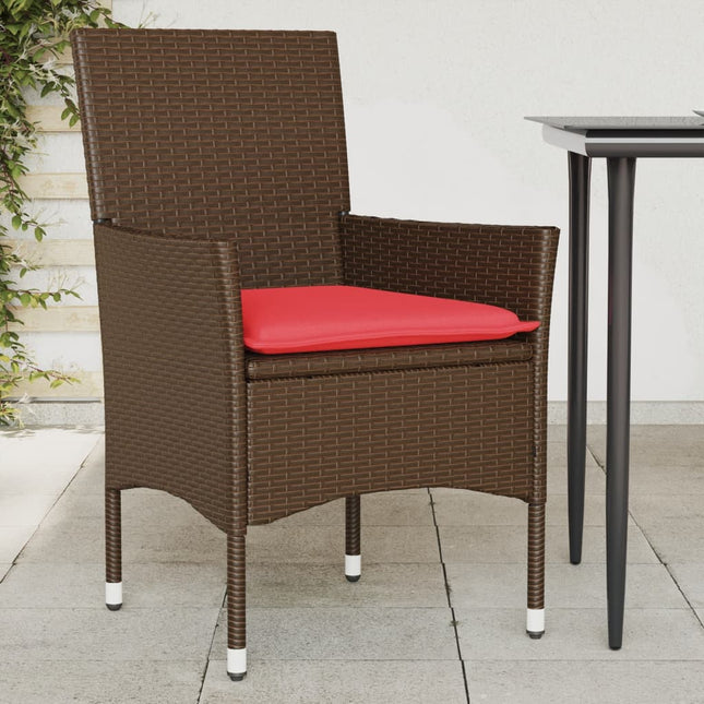 havestole med hynder 2 stk. polyrattan brun