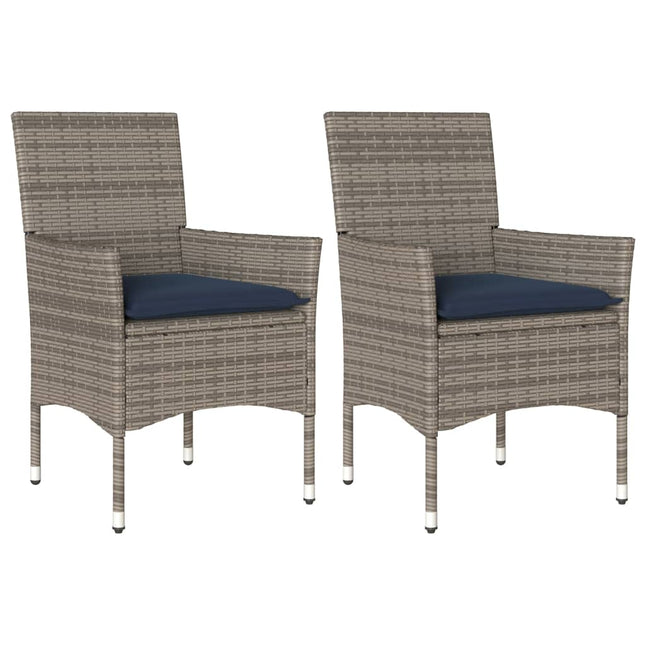 havestole med hynder 2 stk. polyrattan grå