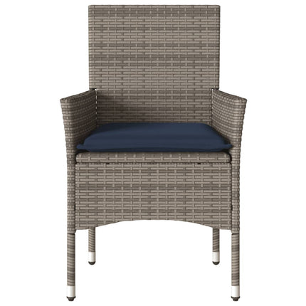 havestole med hynder 2 stk. polyrattan grå