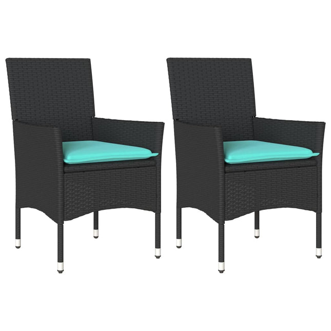 havestole med hynder 2 stk. polyrattan sort