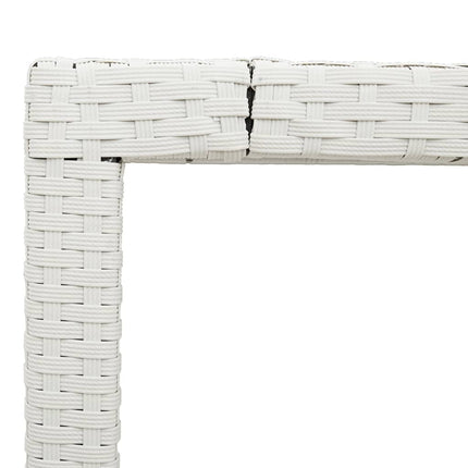 havebord med glastop 150x90x75 cm polyrattan hvid