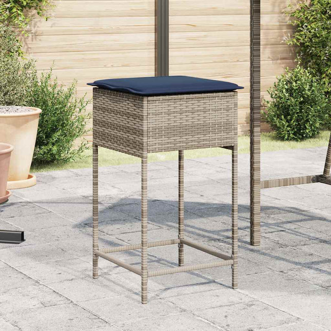 havebarstole med hynder 2 stk. grå polyrattan