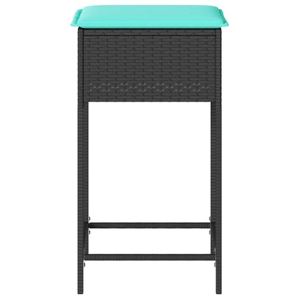 havebarstole med hynder 2 stk. sort polyrattan
